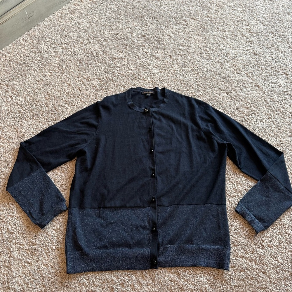 Brooks Brothers Classic Navy Button-Front Blouse Cardigan Size XL